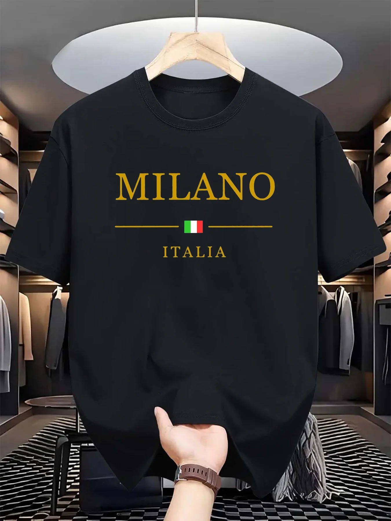 Street Fashion Of Milan - Męska koszulka letnia z nadrukiem 3D,