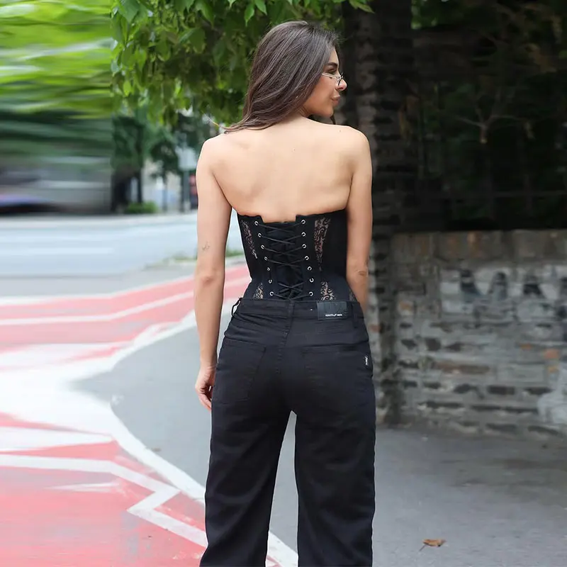Gorąca Koronkowa Bluzka Bez Rę – Street Fashion Photography recenzja i cena